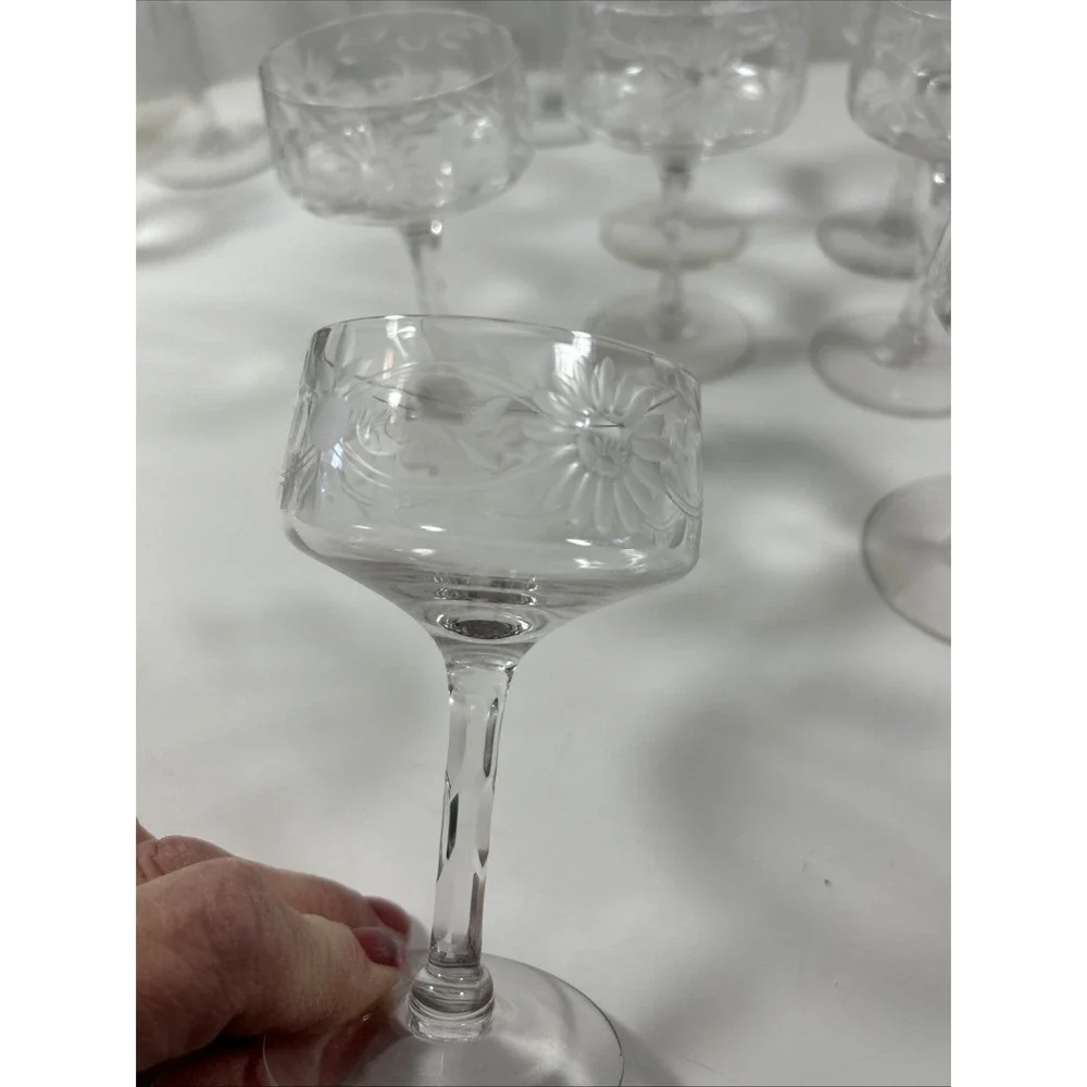 tiffin franciscan Lot 7 Cordial Pedestal Glasses‎ Floral Design